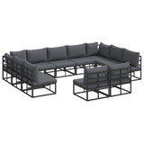 vidaXL Tuinbank Set met kussen 11 pcs Zwart Aluminium
