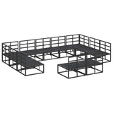 vidaXL Tuinbank Set met kussen 11 pcs Zwart Aluminium