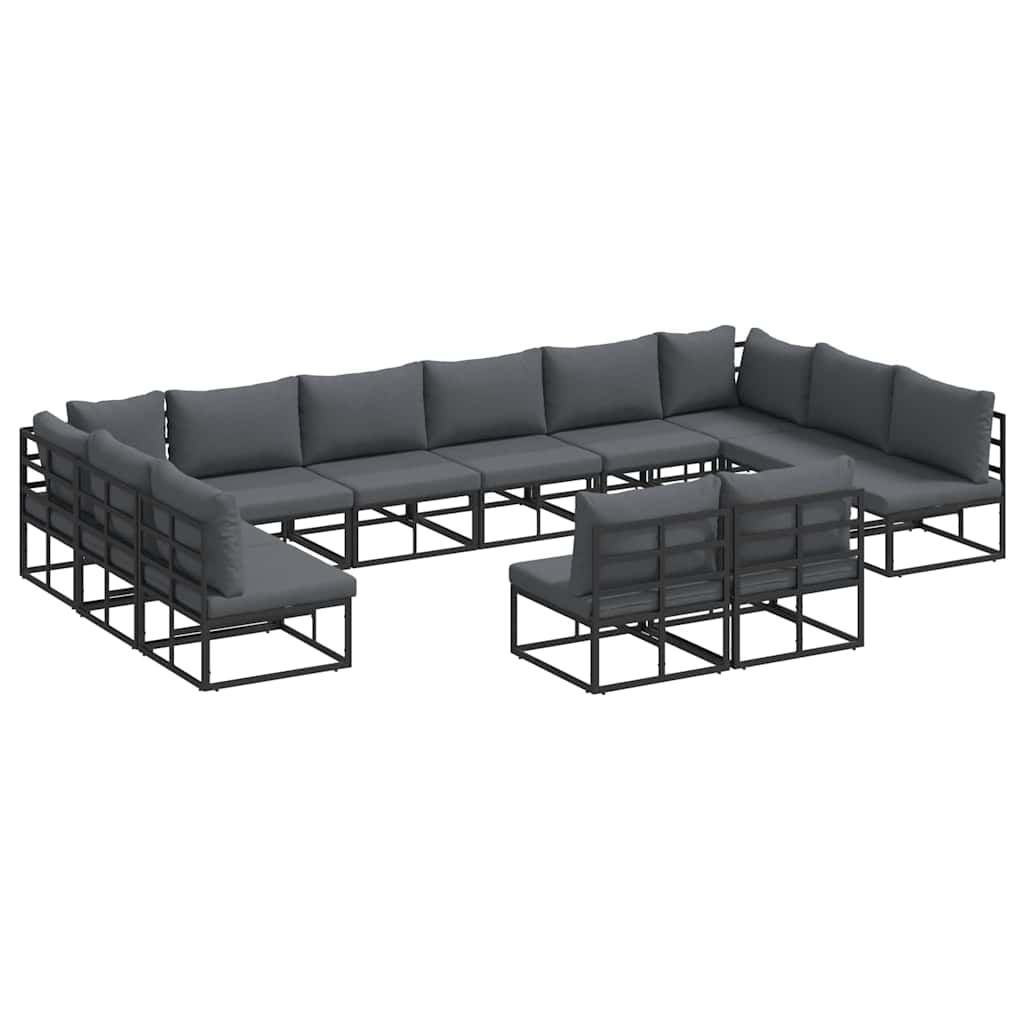 vidaXL Garden Sofa Set with cushions 12 pcs Black Aluminium