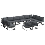 vidaXL Garden Sofa Set with cushions 12 pcs Black Aluminium