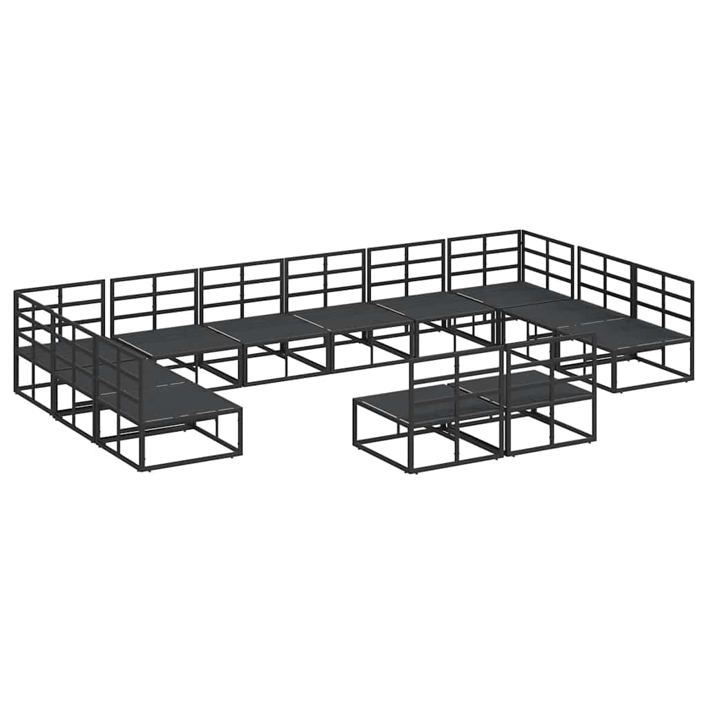 vidaXL Garden Sofa Set with cushions 12 pcs Black Aluminium