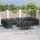 vidaXL Garden Sofa Set with cushions 12 pcs Black Aluminium