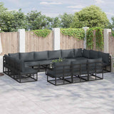 vidaXL Tuinbank Set met kussen 13 pcs Zwart Aluminium