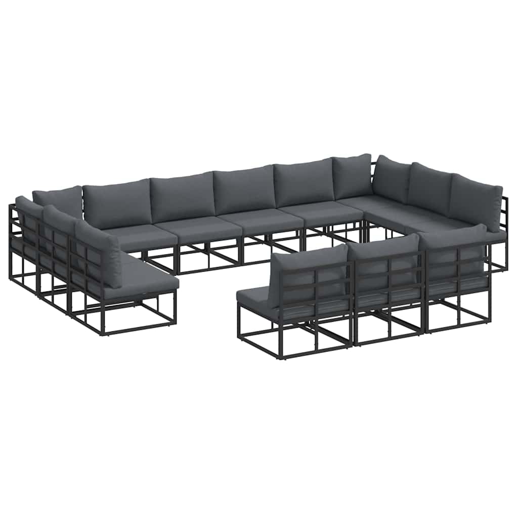 vidaXL Tuinbank Set met kussen 13 pcs Zwart Aluminium