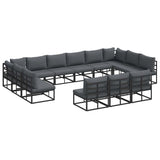 vidaXL Tuinbank Set met kussen 13 pcs Zwart Aluminium
