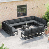 vidaXL Tuinbank Set met kussen 13 pcs Zwart Aluminium