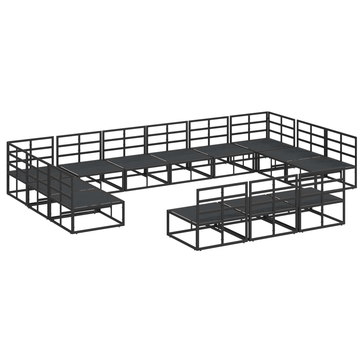 vidaXL Tuinbank Set met kussen 13 pcs Zwart Aluminium