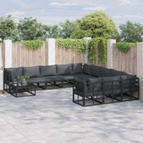 vidaXL Tuinbank Set met kussen 11 pcs Zwart Aluminium