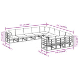 vidaXL Tuinbank Set met kussen 11 pcs Zwart Aluminium