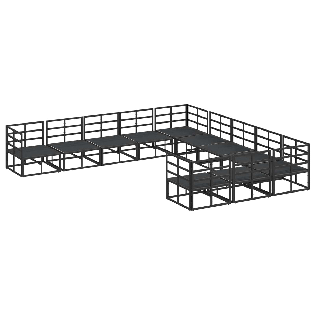 vidaXL Tuinbank Set met kussen 11 pcs Zwart Aluminium