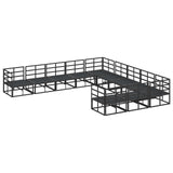 vidaXL Tuinbank Set met kussen 11 pcs Zwart Aluminium
