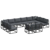 vidaXL Tuinbank Set met kussen 12 pcs Zwart Aluminium