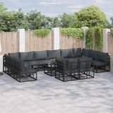 vidaXL Tuinbank Set met kussen 12 pcs Zwart Aluminium