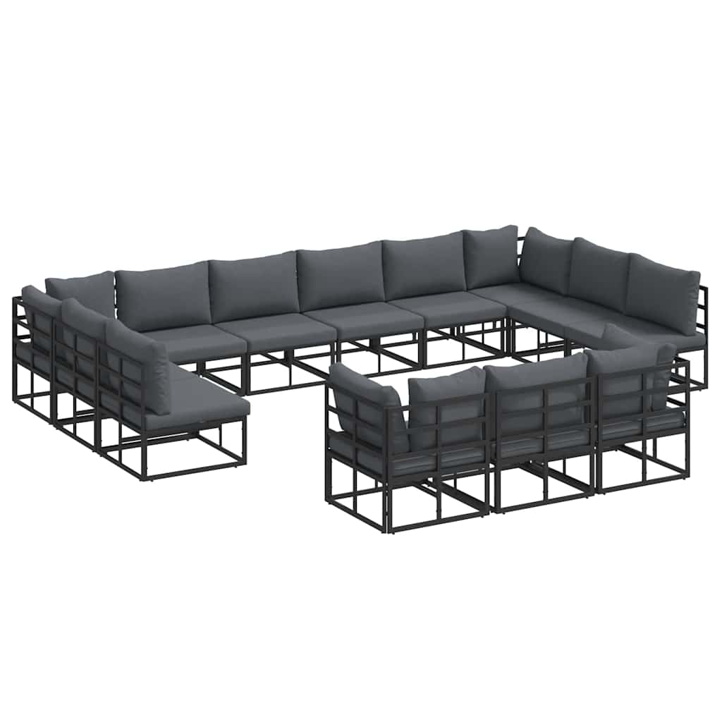 vidaXL Tuinbank Set met kussen 13 pcs Zwart Aluminium