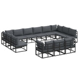 vidaXL Tuinbank Set met kussen 13 pcs Zwart Aluminium