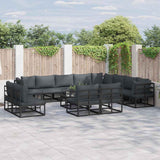 vidaXL Tuinbank Set met kussen 12 pcs Zwart Aluminium