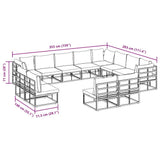 vidaXL Tuinbank Set met kussen 12 pcs Zwart Aluminium