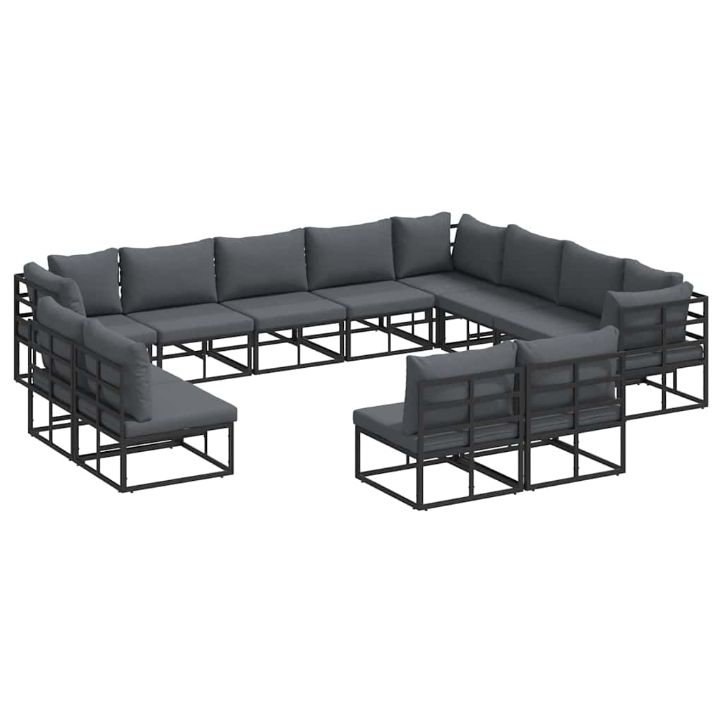 vidaXL Tuinbank Set met kussen 12 pcs Zwart Aluminium