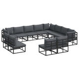 vidaXL Tuinbank Set met kussen 12 pcs Zwart Aluminium