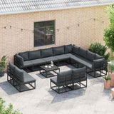 vidaXL Tuinbank Set met kussen 12 pcs Zwart Aluminium