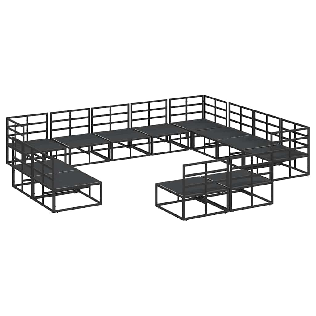 vidaXL Tuinbank Set met kussen 12 pcs Zwart Aluminium