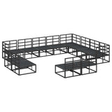 vidaXL Tuinbank Set met kussen 12 pcs Zwart Aluminium