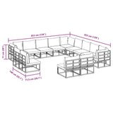 vidaXL Tuinbank Set met kussen 13 pcs Zwart Aluminium