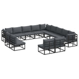 vidaXL Tuinbank Set met kussen 13 pcs Zwart Aluminium