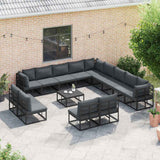 vidaXL Tuinbank Set met kussen 13 pcs Zwart Aluminium