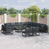 vidaXL Tuinbank Set met kussen 13 pcs Zwart Aluminium