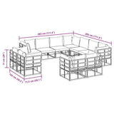 vidaXL Tuinbank Set met kussen 11 pcs Zwart Aluminium