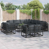 vidaXL Tuinbank Set met kussen 11 pcs Zwart Aluminium