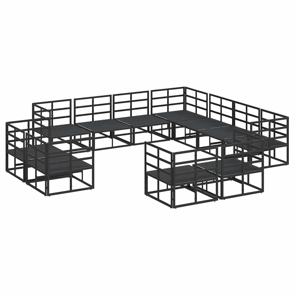 vidaXL Tuinbank Set met kussen 11 pcs Zwart Aluminium