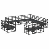vidaXL Tuinbank Set met kussen 11 pcs Zwart Aluminium