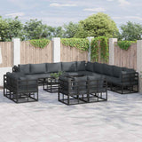 vidaXL Garden Lounge Set with cushions 13 pcs Black Aluminium