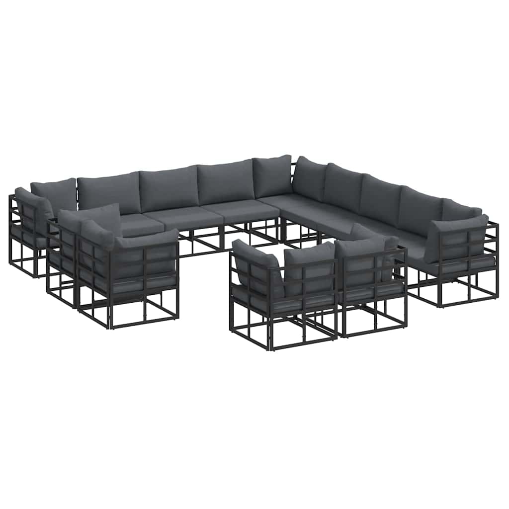 vidaXL Garden Lounge Set with cushions 13 pcs Black Aluminium
