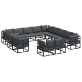vidaXL Garden Lounge Set with cushions 13 pcs Black Aluminium