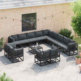 vidaXL Garden Lounge Set with cushions 13 pcs Black Aluminium