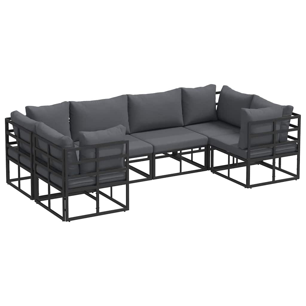vidaXL Garden Bench Set with Cushion 6 pcs Black Aluminium