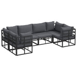 vidaXL Garden Bench Set with Cushion 6 pcs Black Aluminium