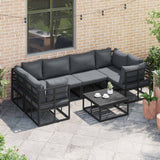 vidaXL Garden Bench Set with Cushion 6 pcs Black Aluminium