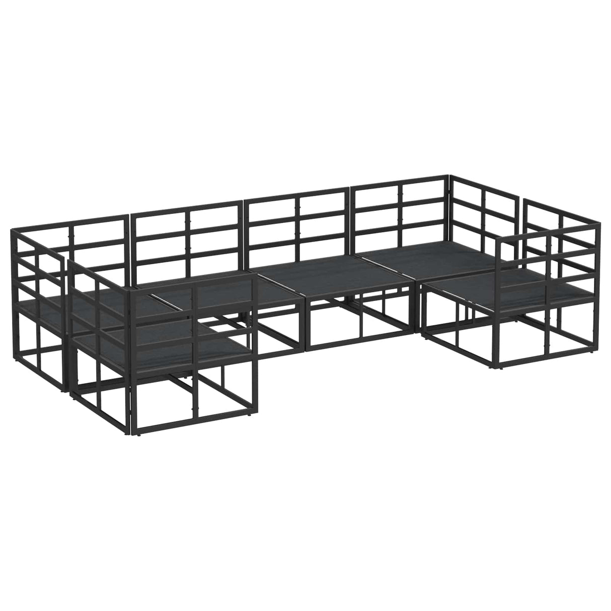 vidaXL Garden Bench Set with Cushion 6 pcs Black Aluminium