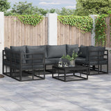 vidaXL Garden Bench Set with Cushion 6 pcs Black Aluminium