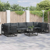vidaXL Tuinbank Set met kussen 7 pcs Zwart Aluminium