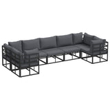 vidaXL Tuinbank Set met kussen 7 pcs Zwart Aluminium
