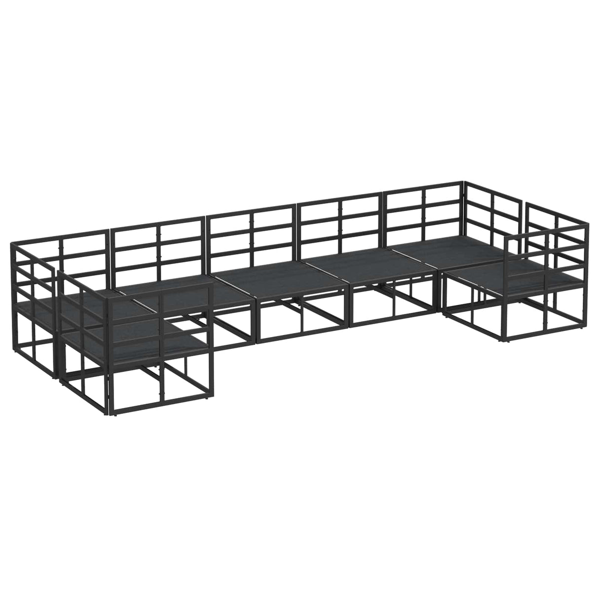 vidaXL Tuinbank Set met kussen 7 pcs Zwart Aluminium
