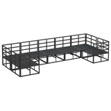 vidaXL Tuinbank Set met kussen 7 pcs Zwart Aluminium