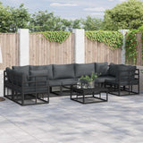 vidaXL Tuinbank Set met kussen 7 pcs Zwart Aluminium