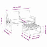 vidaXL Tuinbank Set met kussen 3 pcs Zwart Staal