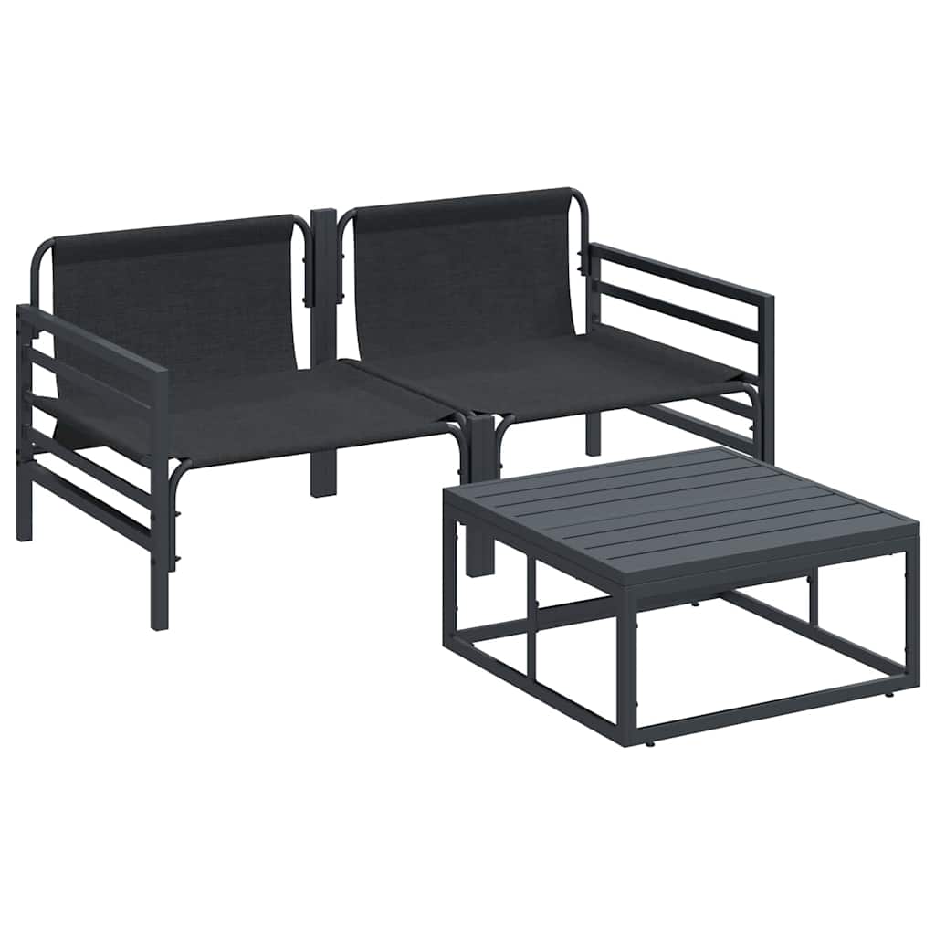 vidaXL Tuinbank Set met kussen 3 pcs Zwart Staal